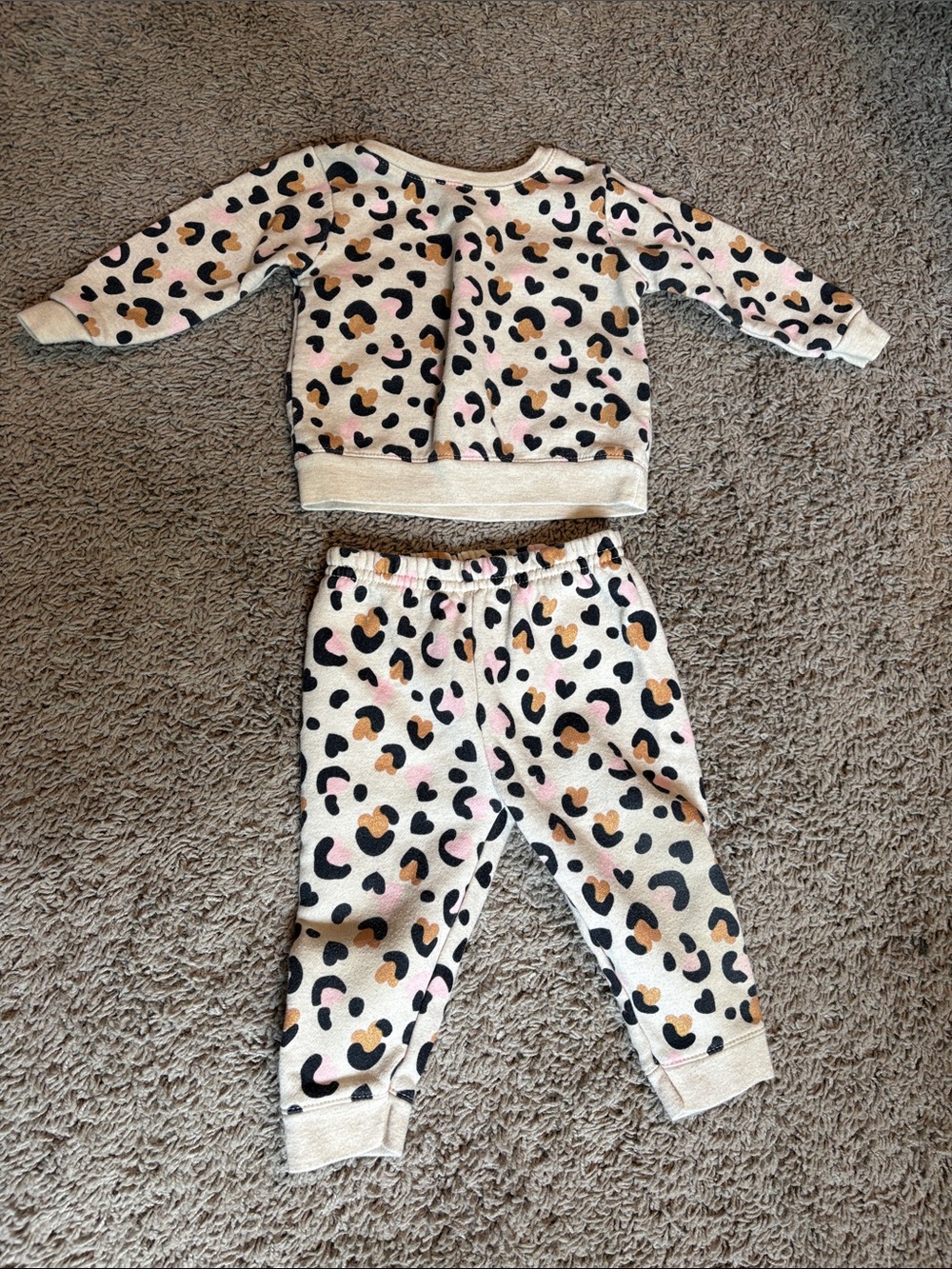 Garanimals Leopard Spot Sweatshirt & Jogger Set in Cream, Black, Pink & Tan